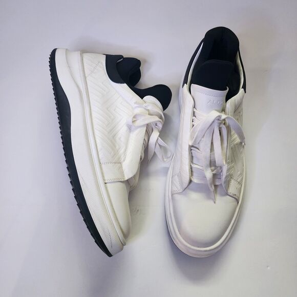 Aldo Sneaker Mens 13 White Leather Midwavespec Low Top Slip-On Athletic Sole - Picture 1 of 8